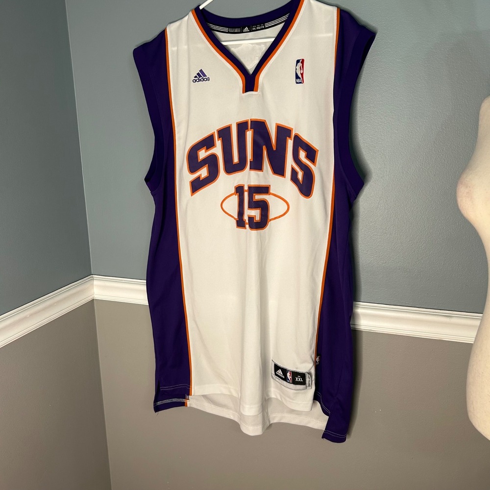 Adidas Phoenix Suns NBA Jersey White Purple Orange Number 15 Mens XXL +2 Length
